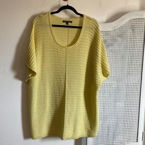 Jeffrey and Paula yellow knit oversized short sleeve sweater